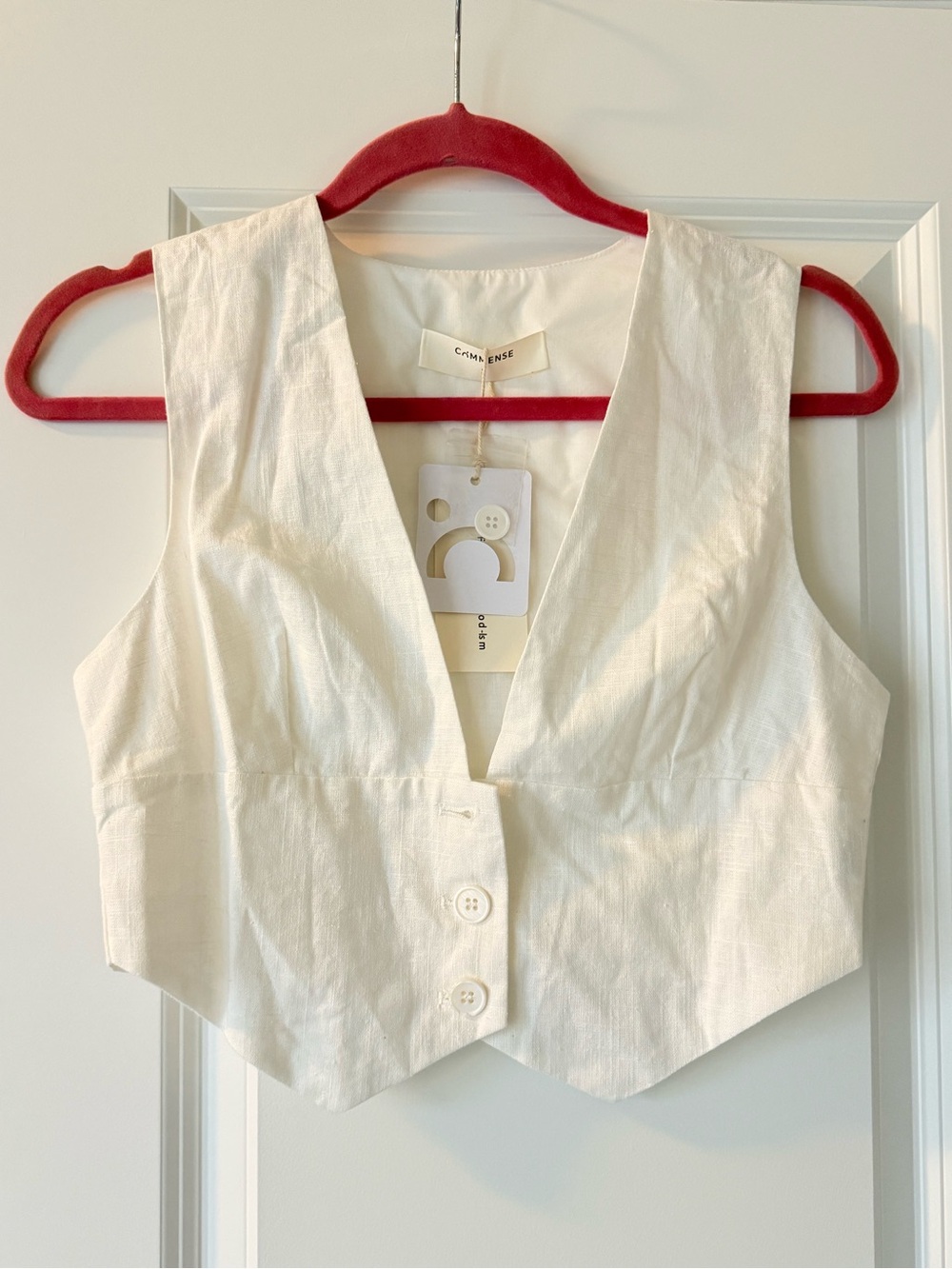 NWT Commense vest crop top white linen, small